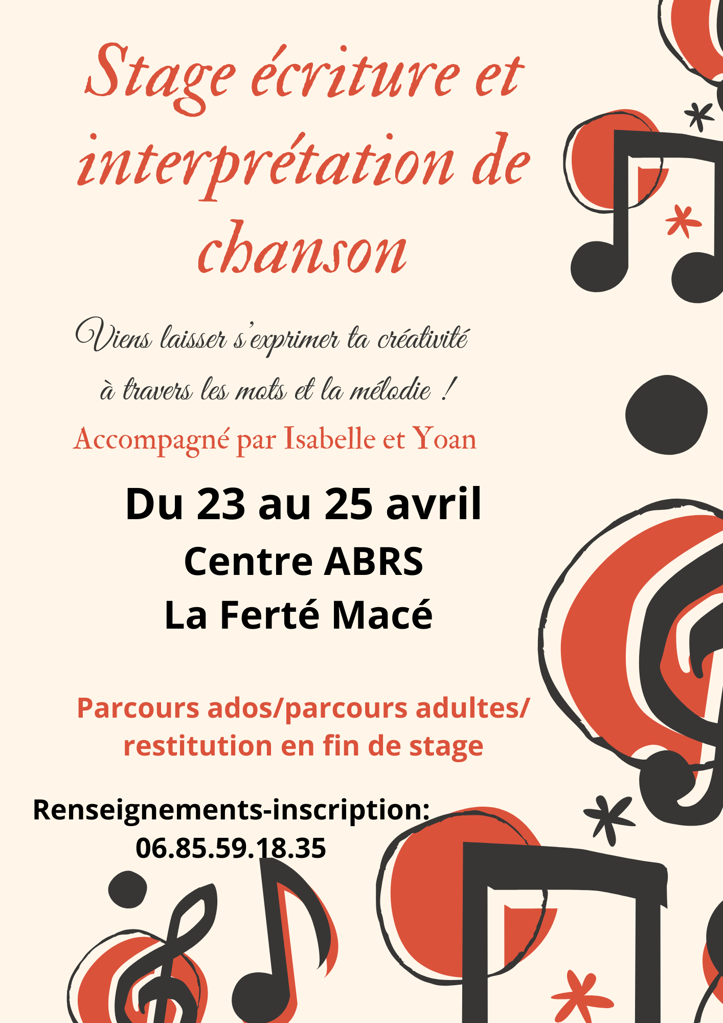 Stage de création et interprétation de chanson
