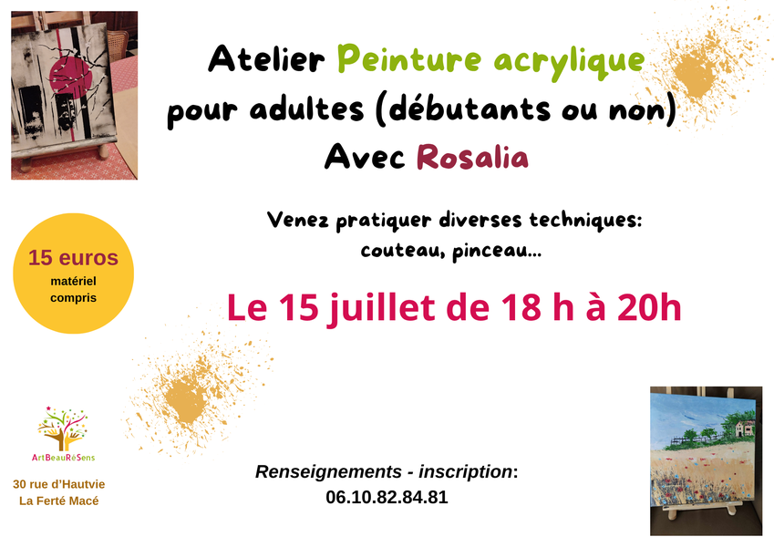 Atelier de peinture acrylique pour adultes