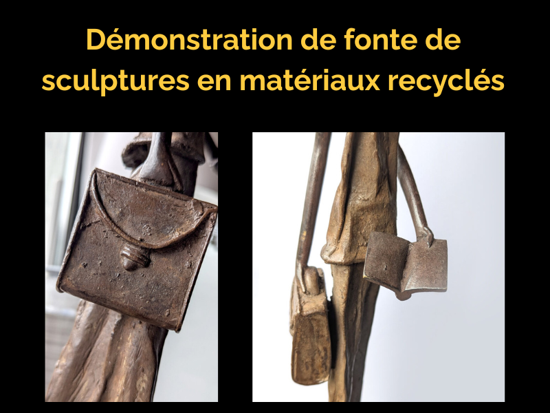 Démonstration de fonte de sculptures en matériaux recyclés